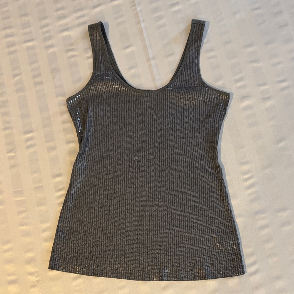 Express Shimmering Gray Tank Top
